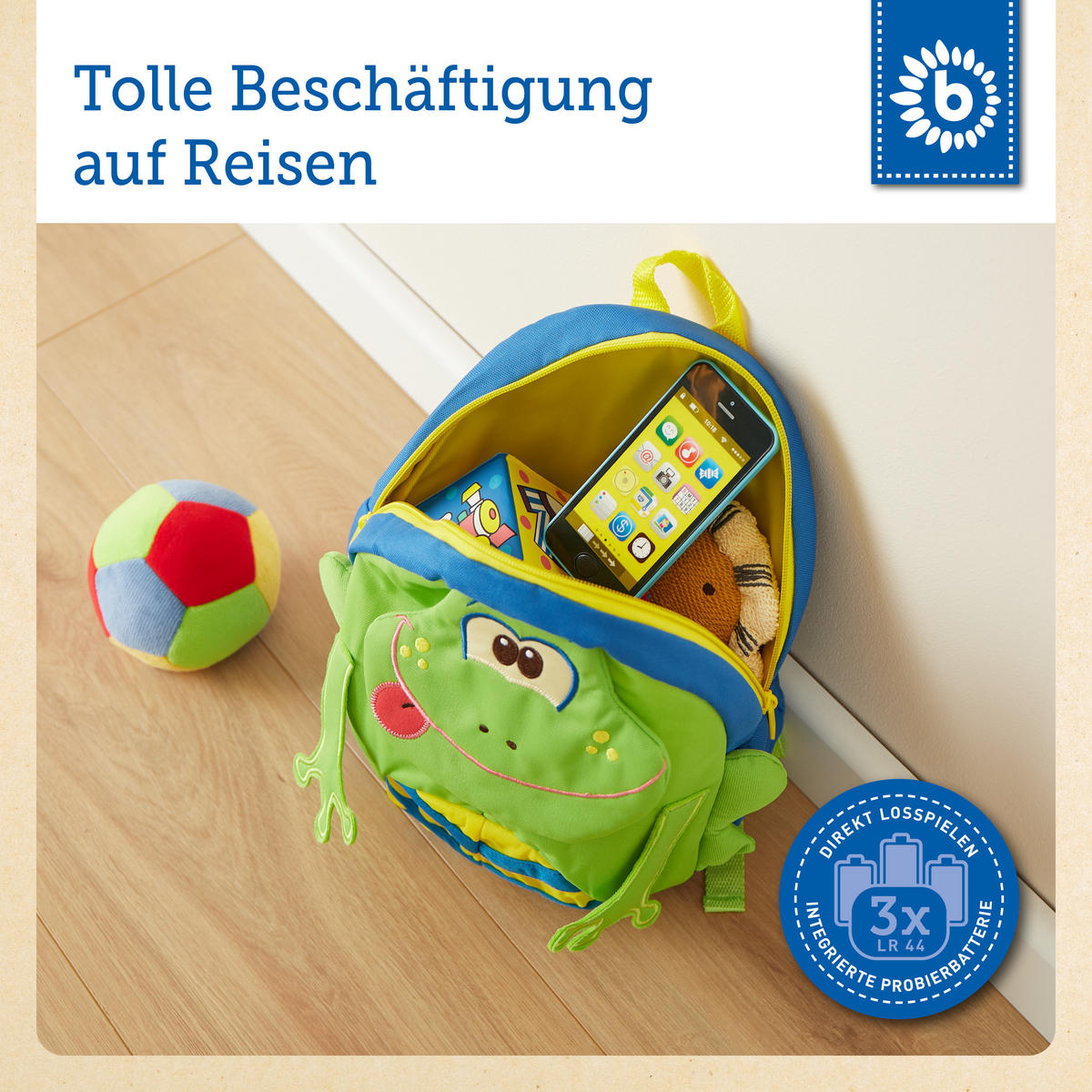 LERNSPASS Kinder Smartphone mit 40 Sounds - Blau, Kunststoff (0.8/5.5cm) - Bieco Spielwaren