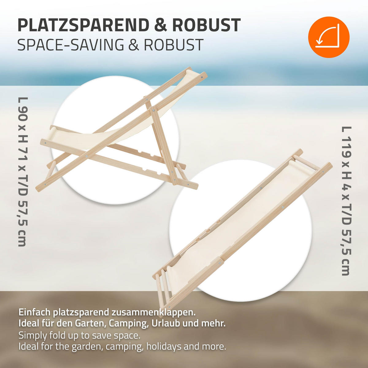 LIEGESTUHL Beige - Beige, Holz (57.5/83/100cm) - ECD-Germany