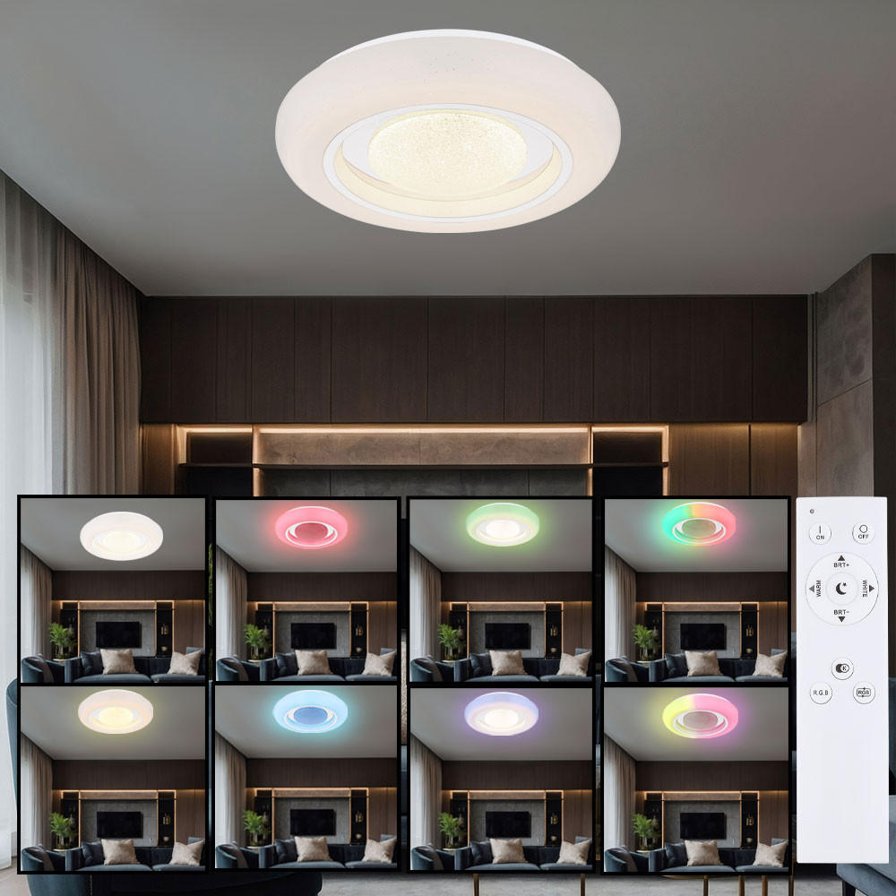 LED DECKENLEUCHTE Kristall Weiß Opal - Weiß, Metall (39/39/8cm) - Globo Lighting