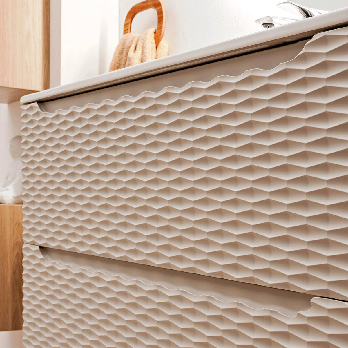 DONJI ELEMENT ZA UMIVAONIK 90cm Elora Bejž i drvo - bež, drvni materijal (90/57/46cm) - Petits-meubles