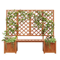 BLUMENKASTENHALTER aus Massivholz 169x145x42 cm in Natur mit Spalier & Sitzfläche - Naturfarben, Holz (42/145/169cm) - Modfu