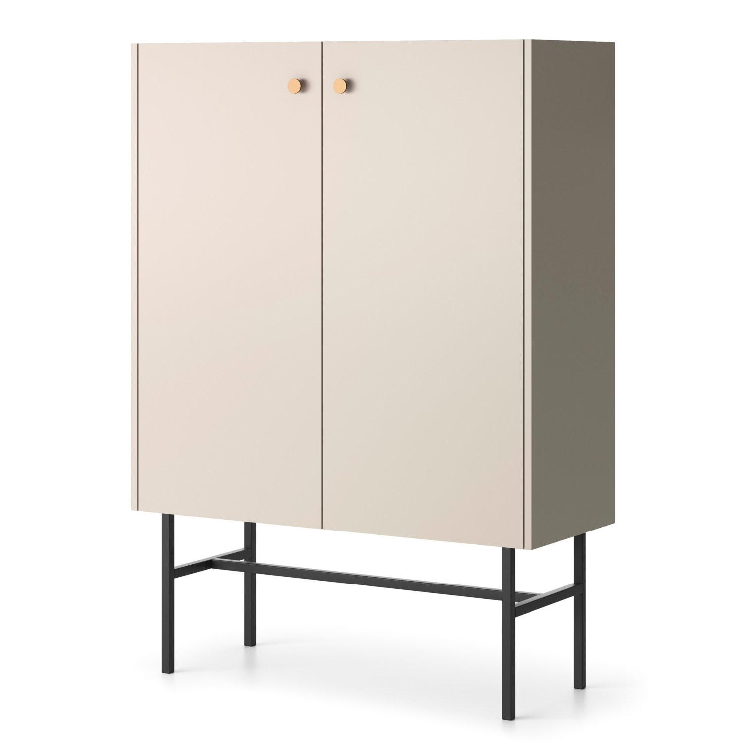 HIGHBOARD Divenos Greige 93 cm - Taupe/Goldfarben, Holzwerkstoff/Metall (93.2/131.7/39cm) - Selsey
