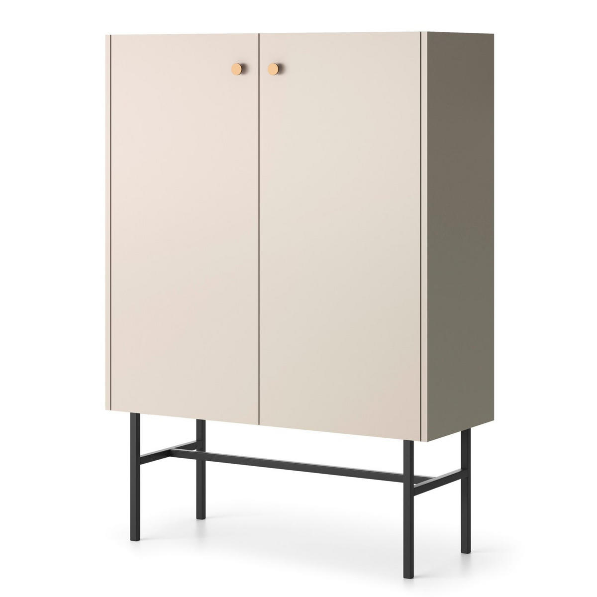 HIGHBOARD Divenos Greige 93 cm - Taupe/Goldfarben, Holzwerkstoff/Metall (93.2/131.7/39cm) - Selsey