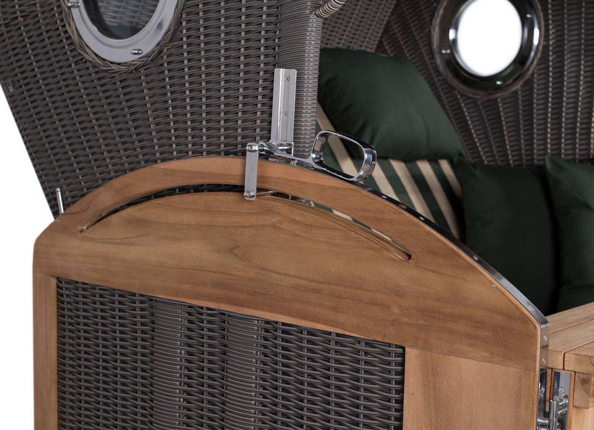 STRANDKORB XL Schillig Bullauge - Braun/Grau, Metall (142/170/95cm) - Mr. Deko