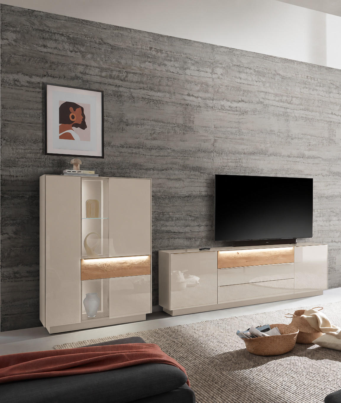 XXXLutz Wohnwand Beige 214x151x42 cm