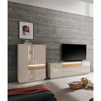 WOHNWAND Nova Kashmir und Eiche 2 teilig - Beige, Holzwerkstoff (214/151/42cm)