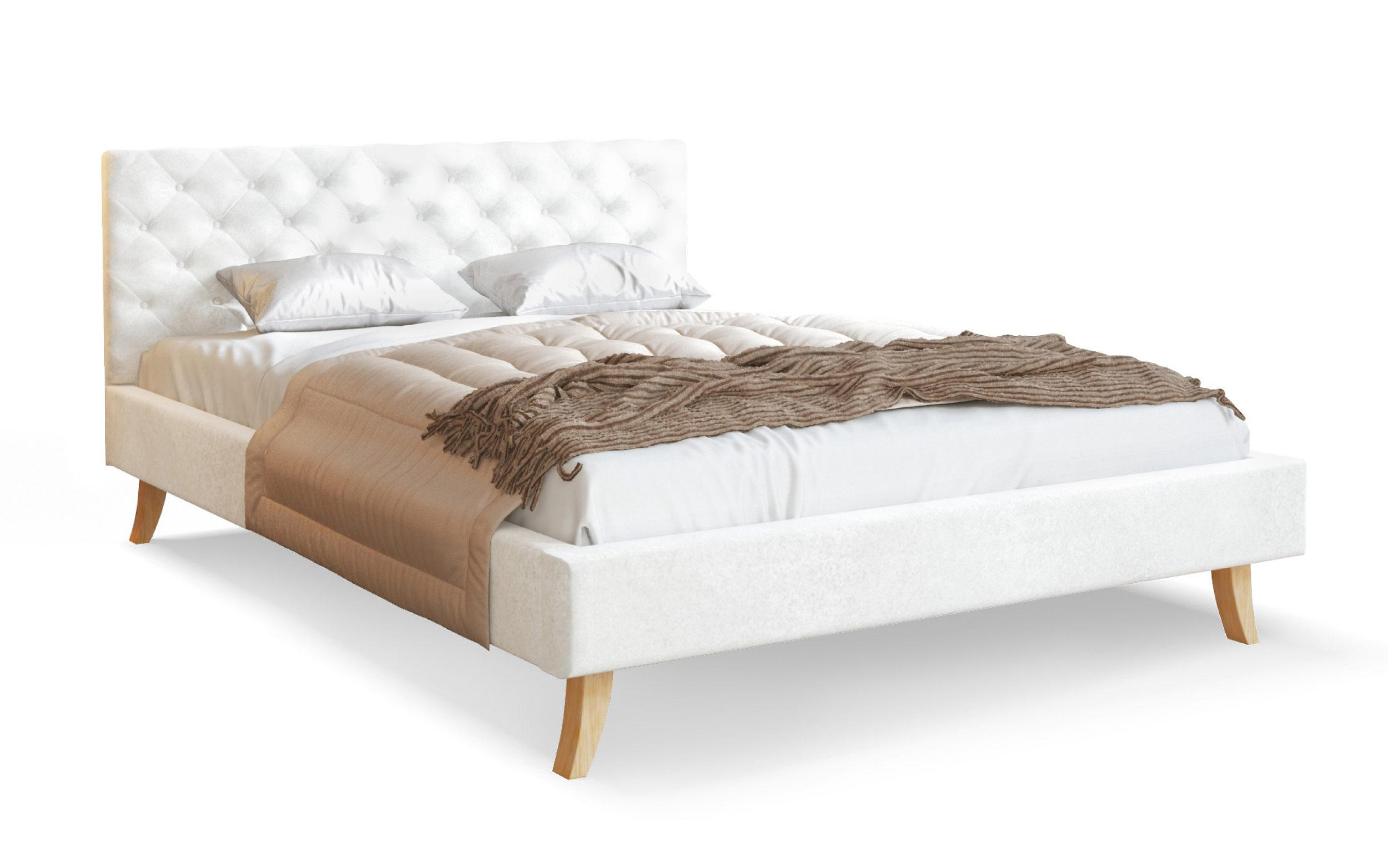 POLSTERBETT ZUZA weiß - Birkefarben/Beige, Holz/Holzwerkstoff (120/200cm) - FDM