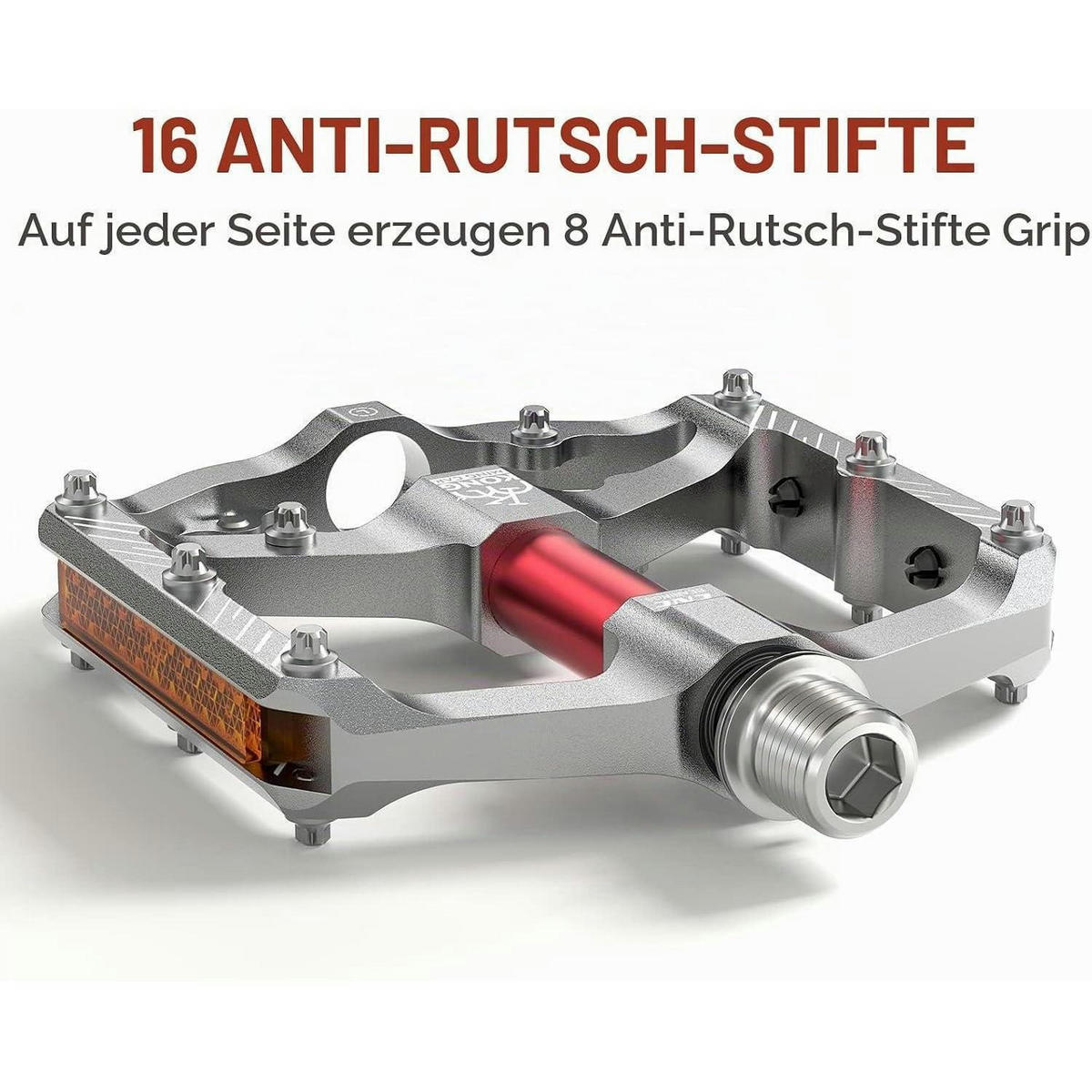 FAHRRADPEDALE Plattformpedale mit Reflektoren CNC Aluminium Silber - Silberfarben, Metall (9.9/1.5/11.8cm)