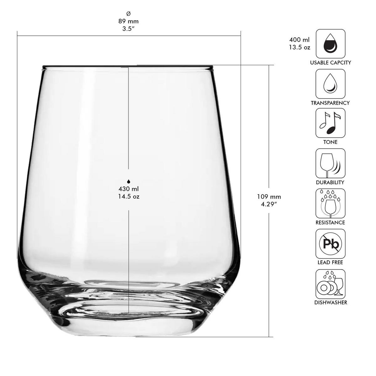 WASSERGLÄSER, 6er-Set, 430 ml - Transparent, Glas (0.43L) - Krosno Glass