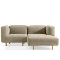 ECKSOFA-RECHTS FOSERO, Chenille-Stoff - Beige/Buchefarben, Holz/Holzwerkstoff (204/155cm) - KONSIMO®