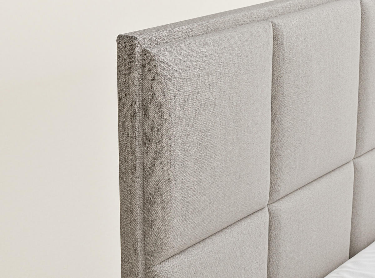 POLSTERBETT Fogo 200/200 cm, in Beige, Bettkasten, gepolstertes Kopfteil - Beige/Schwarz, Holz/Holzwerkstoff (200/200cm) - Maison de Reve