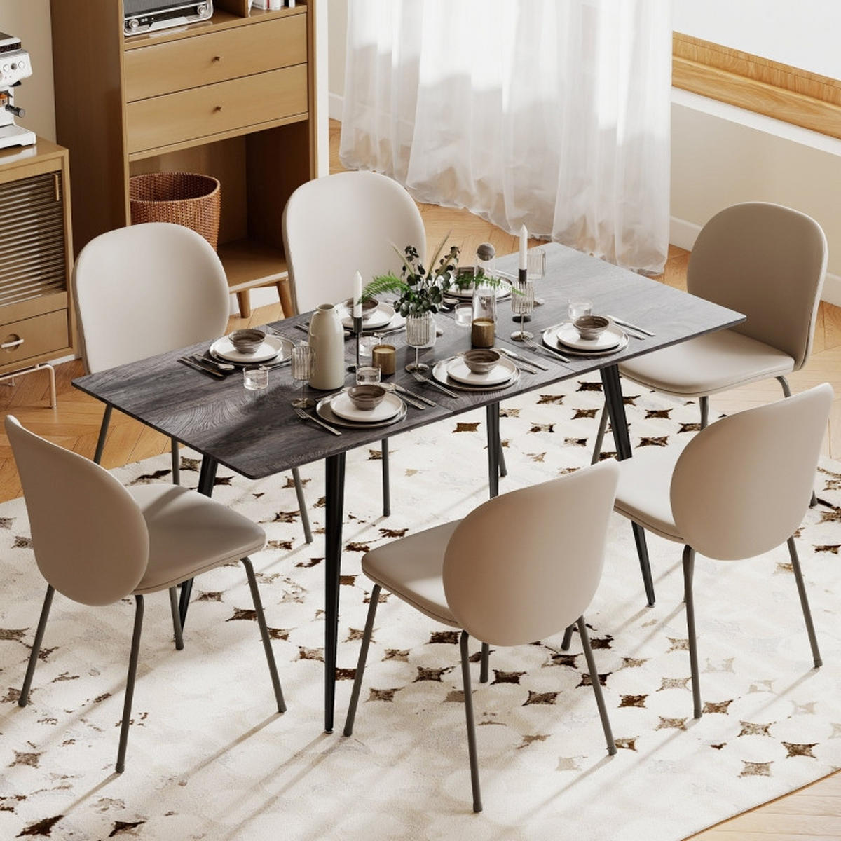 AUSZIEHTISCH 120-160/75/77 cm grau mit versteckter Einlegeplatte aus Holz - Grau, Holz (160/75/77cm) - OKWISH