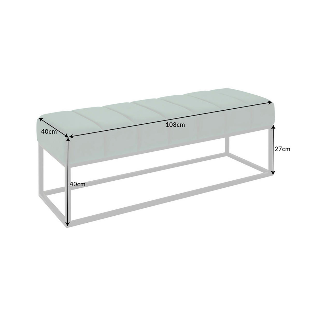 SITZBANK PETIT BEAUTÉ Samt Smaragdgrün 110 cm - Schwarz/Grün, Textil/Metall (108/40/40cm) - riess-ambiente