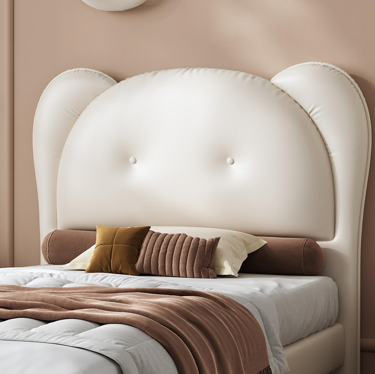KINDERBETT 90/200 cm aus PU mit tierförmigem Kopfteil Beige - Beige, Kunststoff (90/200cm) - Modenvie