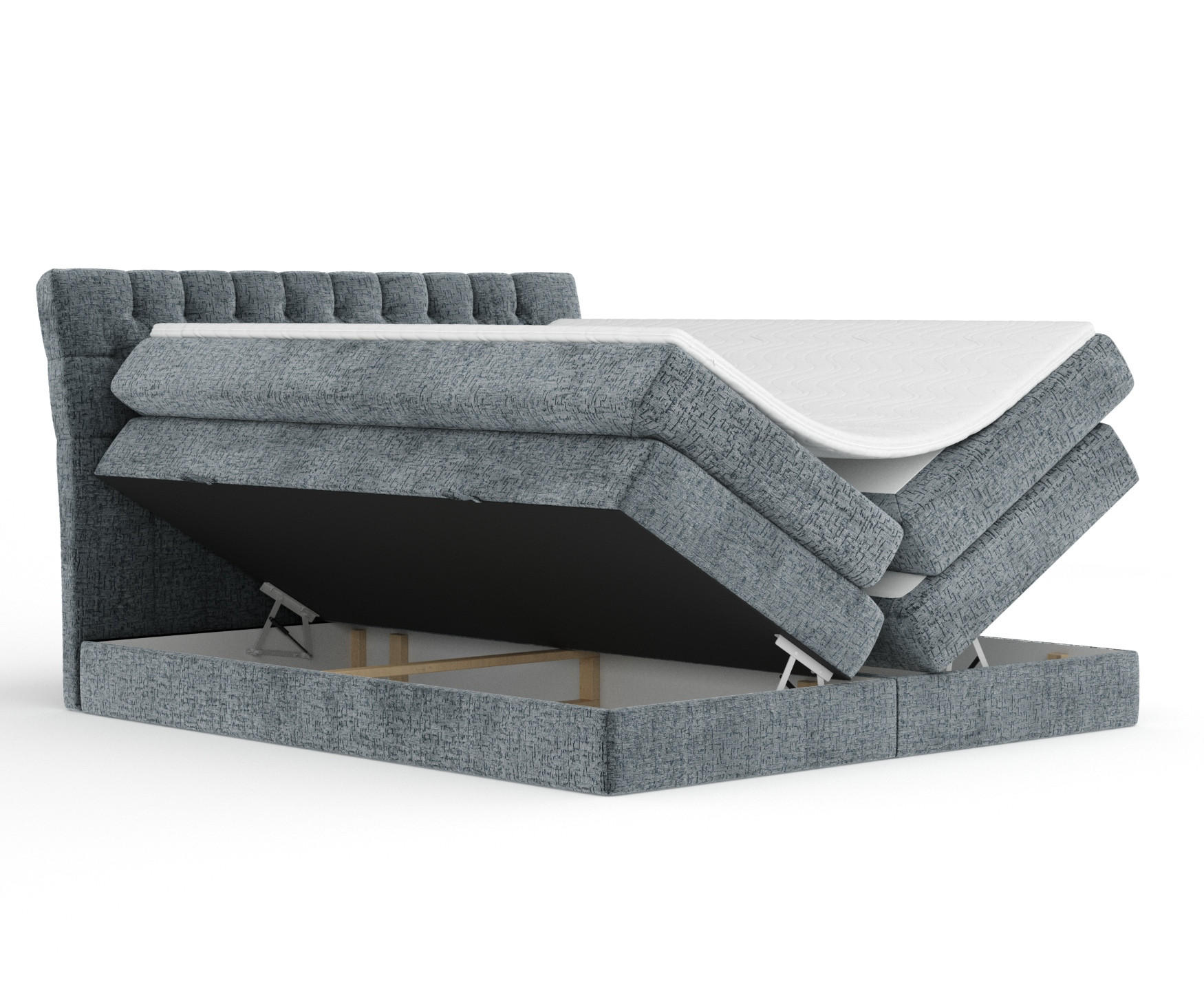 BOXSPRINGBETT Seraphine Blau Grau 140/200 cm - Blaugrau/Schwarz, Holz/Holzwerkstoff (140/200cm) - Maison de Reve