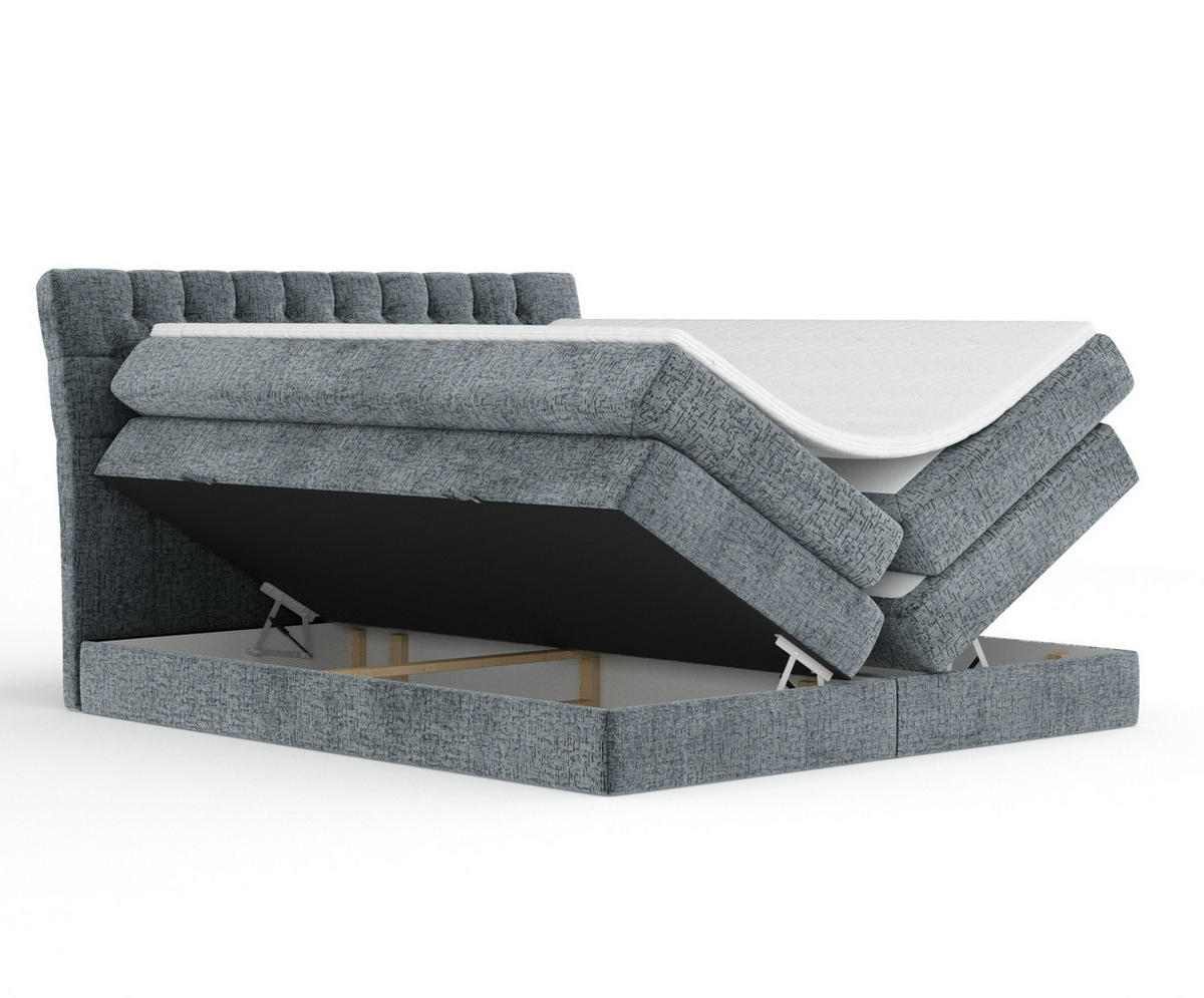 BOXSPRINGBETT Seraphine Blau Grau 200/200 cm - Blaugrau/Schwarz, Holz/Holzwerkstoff (200/200cm) - Maison de Reve