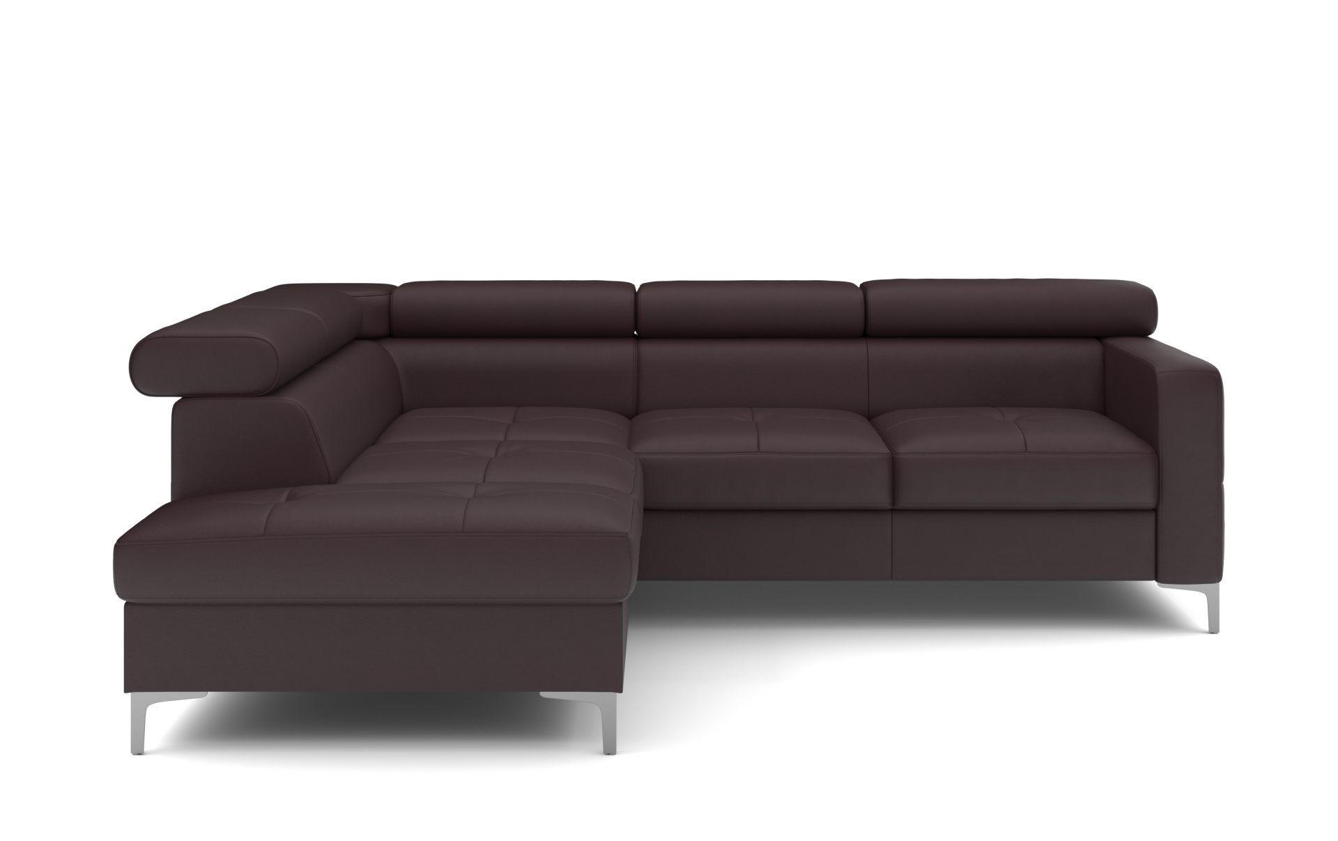 ECKSCHLAFSOFA aus Echtleder mit Schlaffunktion und Bettkasten - Chromfarben/Dunkelbraun, Leder/Holz (242/207cm) - Cotta