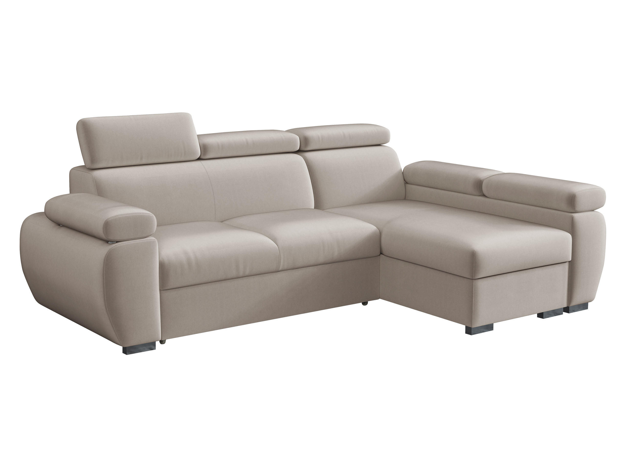ECKSOFA Boston Mini, Seite: Rechts - 2R+LC - Chromfarben/Naturfarben, Holz/Textil (255/170cm) - MIRJAN24