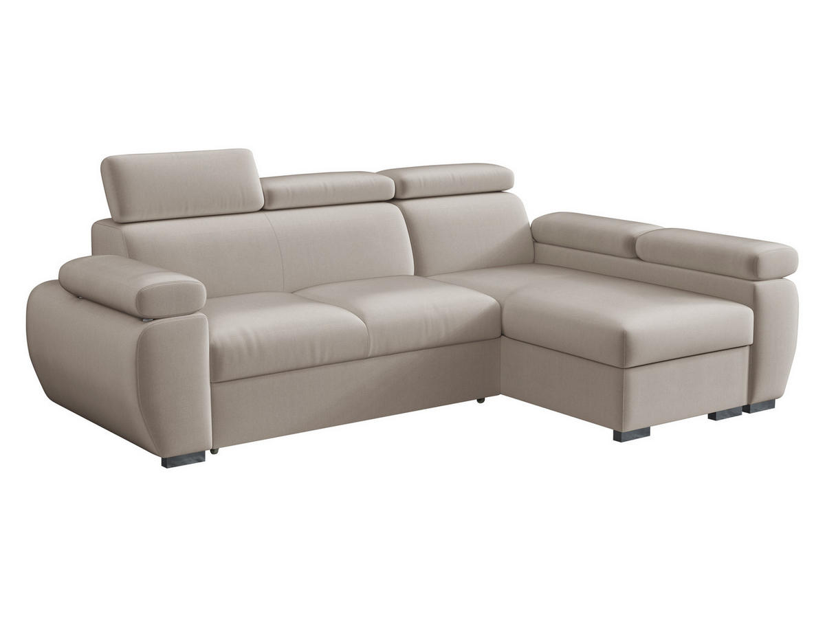 ECKSOFA Boston Mini, Seite: Rechts - 2R+LC - Chromfarben/Naturfarben, Holz/Textil (255/170cm) - MIRJAN24