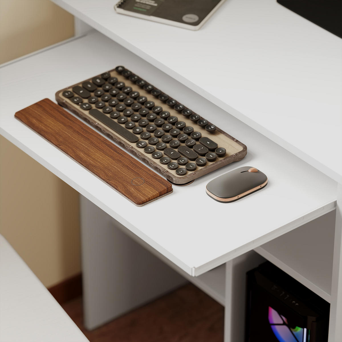 COMPUTERTISCH DE-09107 mit Tastaturablage und Ablagefächern Weiß - Weiß, Holzwerkstoff (45/80/75cm) - ComfortXL