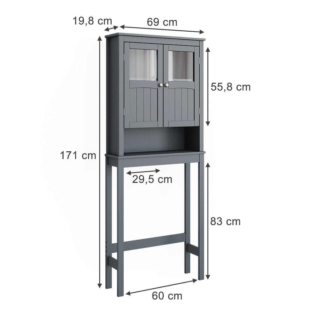 TOILETTENSCHRANK Bianco Grau 69 x 171 cm - Grau, Holzwerkstoff (69/171/19.8cm) - Vicco