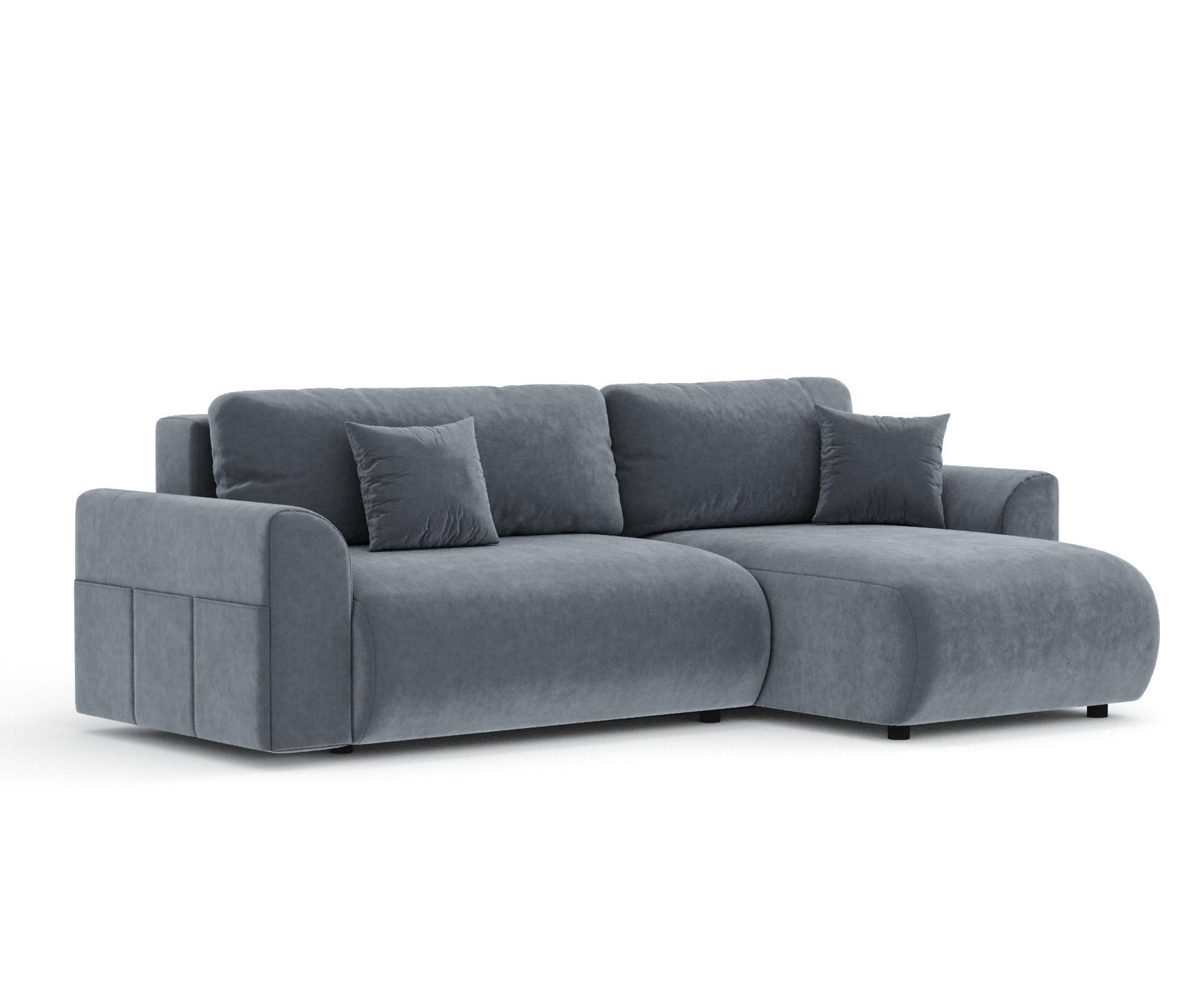 ECKSOFA MIT SCHLAFFUNKTION Bodega Grau Samtstoff - Schwarz/Grau, Holz/Holzwerkstoff (235/138cm) - Maison de Reve