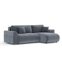 ECKSOFA MIT SCHLAFFUNKTION Bodega Grau Samtstoff - Schwarz/Grau, Holz/Holzwerkstoff (235/138cm) - Maison de Reve