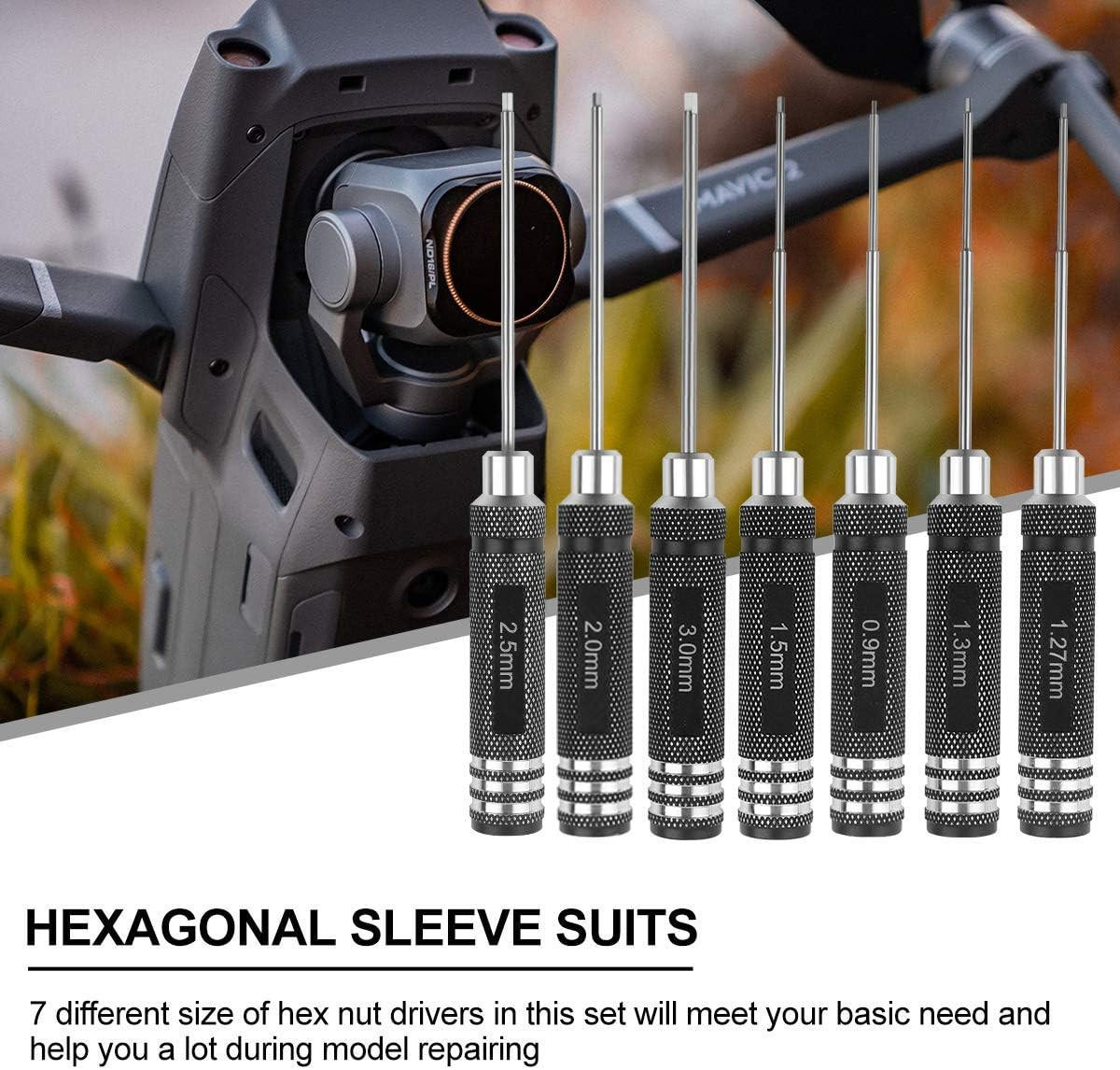 SCHRAUBENDREHER-SET-DIY,EIN Set aus 7 Sechskantschraubendrehern (0,9/1,27/1,3/1,5/2,0/2,5/3,0 mm) - Schwarz, Metall (1.8/1.8/17.3cm) - LIBRATON