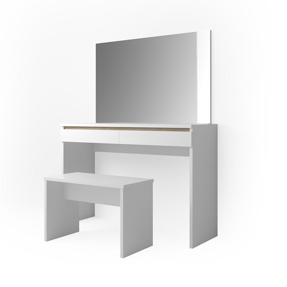 SCHMINKTISCH Emma Weiß 120 cm mit Bank - Weiß, Holzwerkstoff (120/83/41.8cm) - Vicco