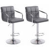 BARHOCKER 2er Set Lederlook Grau - Chromfarben/Grau, Textil/Metall (54/91/46cm) - CLP