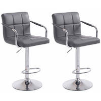 BARHOCKER 2er Set Lederlook Grau - Chromfarben/Grau, Textil/Metall (54/91/46cm) - CLP