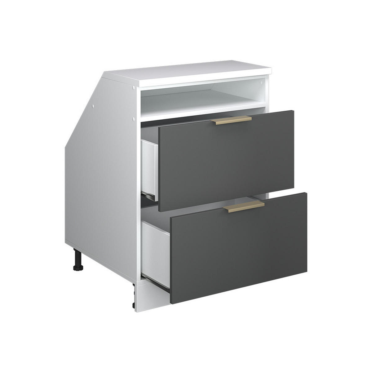 KUHINJSKI ORMAR ZA KOSINE KROVA R-Line Antracit-Zlatna 60 cm s 2 ladice, korpus ormara dubine 60 cm - bijela/antracit, drvni materijal (60/83.8/60cm) - Vicco