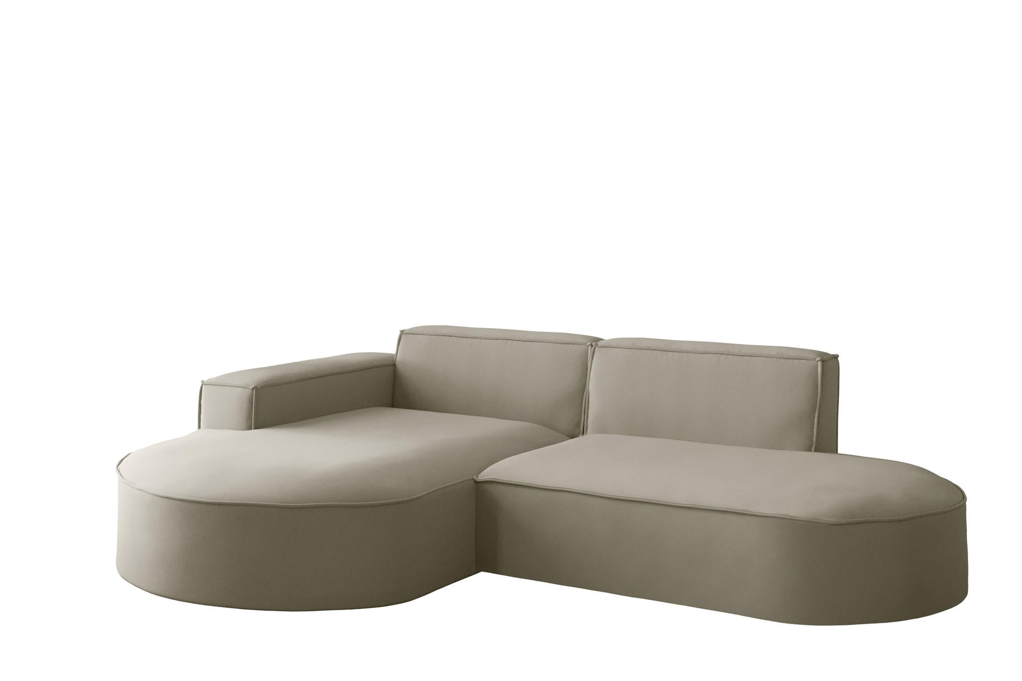 ECKSOFA Palma Xs Ottomane Opera Velvet - Perlmutt, Holzwerkstoff/Textil (236/165cm) - Fun Möbel