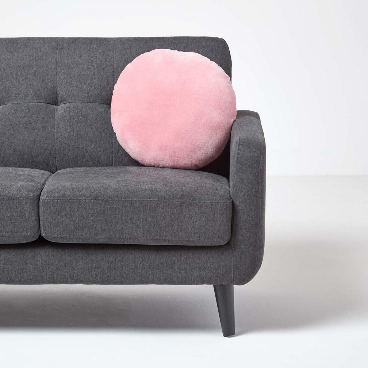DEKOKISSEN rund rosa, Baumwollsamt?40 cm - Rosa, Textil (40/40cm) - Homescapes