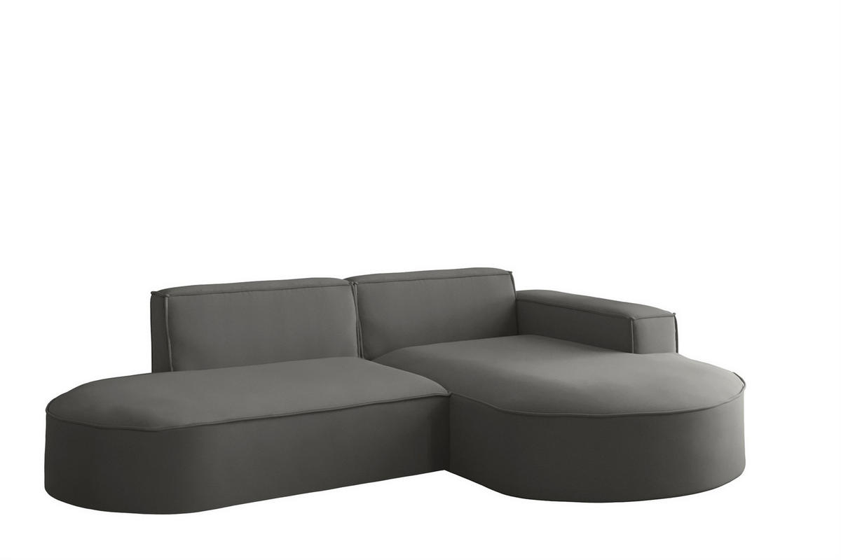 ECKSOFA Palma Xs Ottomane Opera Velvet - Anthrazit, Holzwerkstoff/Textil (236/165cm) - Fun Möbel