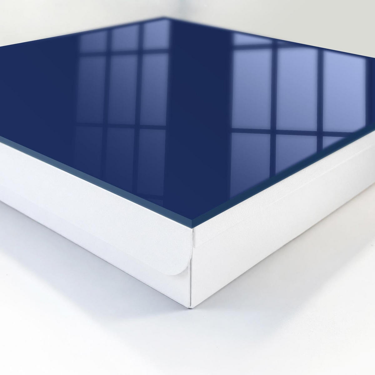 SCHLÜSSELBOX Weiß 30x30 cm – Türöffnung nach rechts - Leuchtendes Marineblau - Dunkelblau, Metall (30/30/5cm) - TULUP