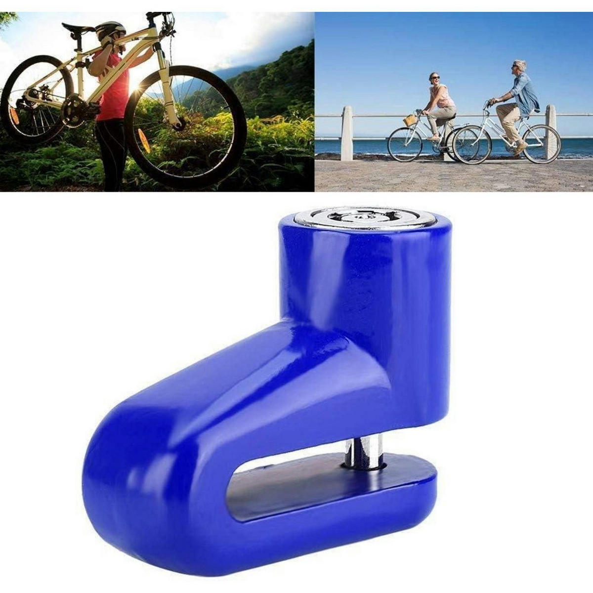FAHRRADSCHLOSS Scheibenschloss Blau mit Halter - Blau, Metall (6/4/7cm)