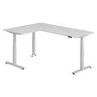 ECKSCHREIBTISCH elektrisch höhenverstellbar L-Form 160/200/74 cm in Grau/Silberfarben - Silberfarben/Grau, Holzwerkstoff (160/200/74cm) - bümö