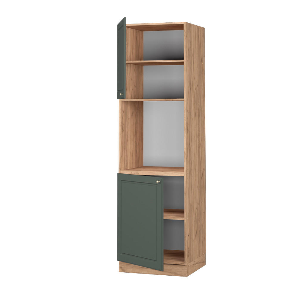 HERDUMBAUSCHRANK Fame-Line Grün-Gold Landhaus 60 cm offen - Eiche Wotan/Grün, Holzwerkstoff (60/206.8/58cm) - Vicco