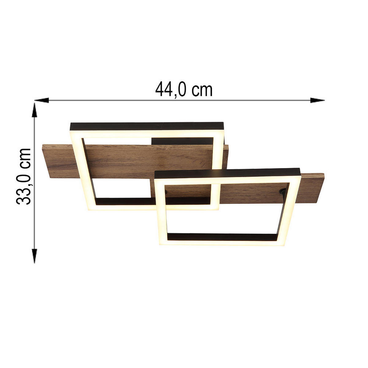 LED DECKENLEUCHTE Holzoptik Weiß - Weiß, Metall (44/33/8.5cm) - Globo Lighting