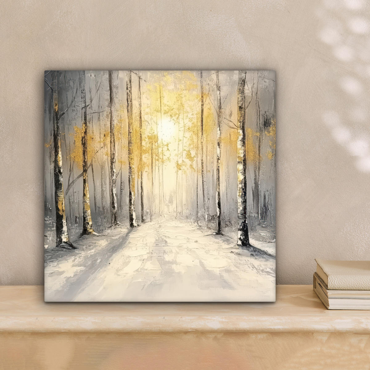 LEINWANDBILD Winter - Abstrakt - Schnee - Natur - Sonne Deko Wohnzimmer 20x20 cm - Grau, Textil (20/20cm) - MuchoWow