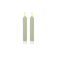 LED-KERZENSET Ø2,2x15,5 cm, Grün - Grün, Naturmaterialien (2.2/2.2/15.5cm) - dasmöbelwerk