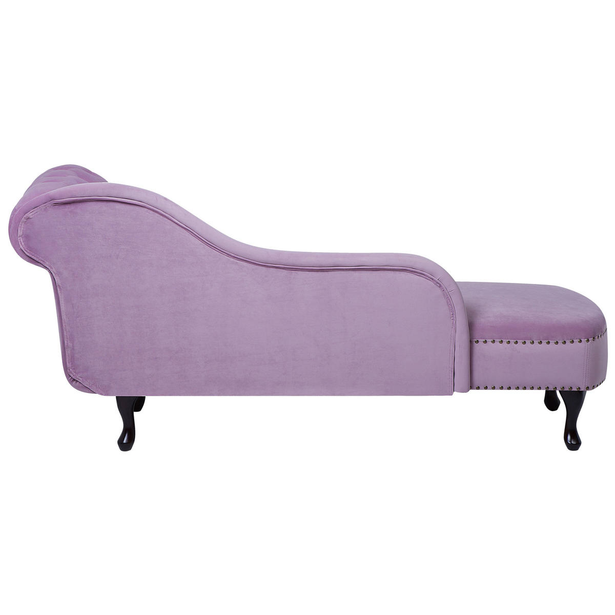 CHAISELONGUE Samtstoff violett rechtsseitig Nimes - Violett/Schwarz, Textil (170/79/61cm) - Beliani
