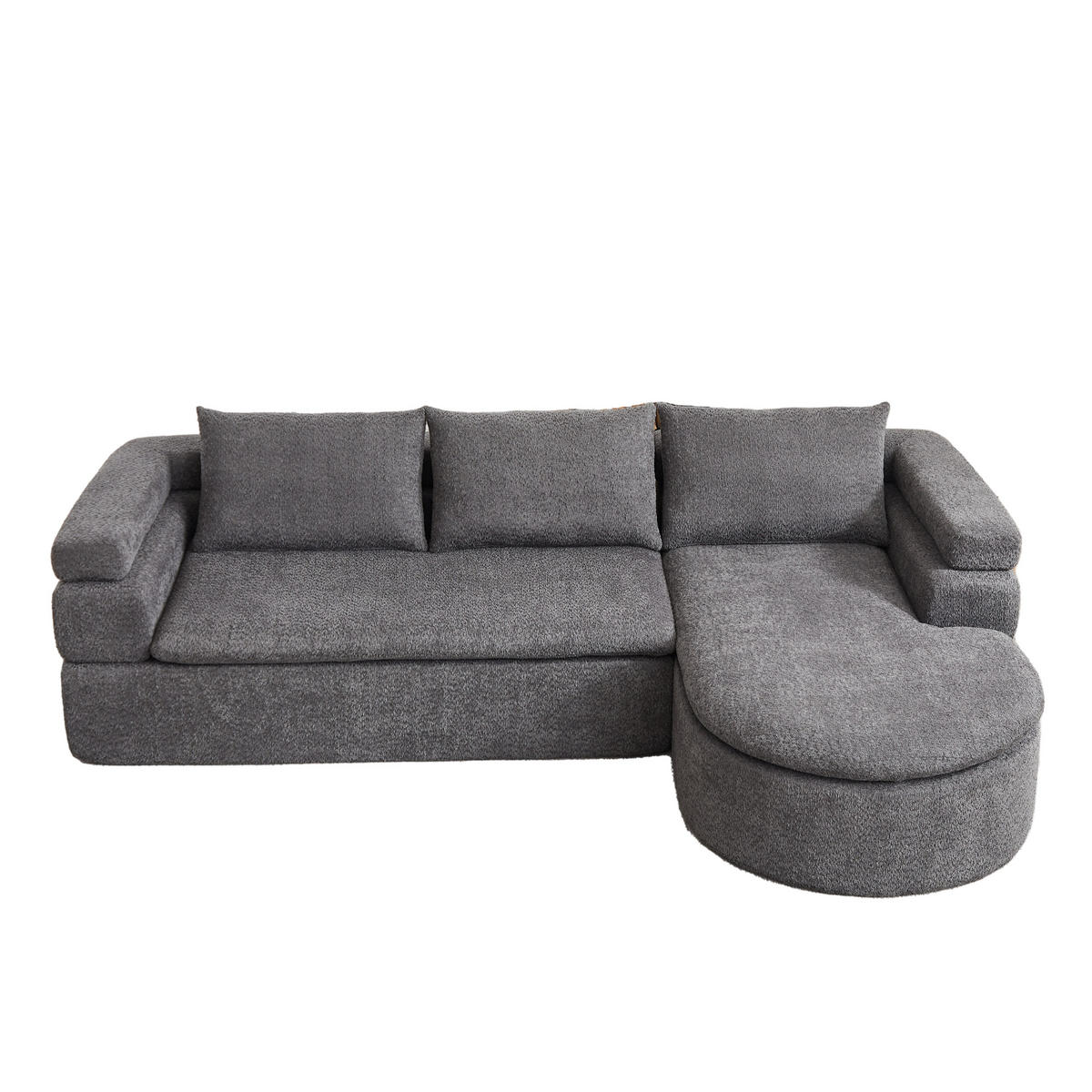 ECKSOFA DE-35270 mit Chaiselongue Anthrazit - Grau, Textil (170/260cm) - ComfortXL