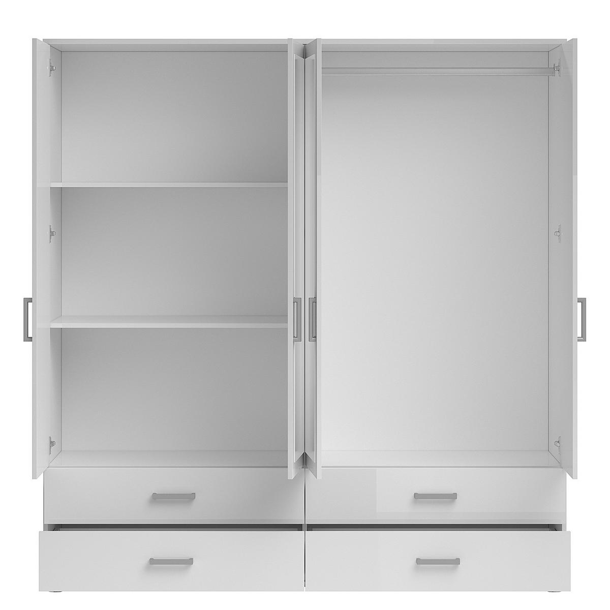 DREHTÜRENSCHRANK - Spanplatte - Silberfarben/Weiß, Holzwerkstoff/Kunststoff (180/190/51cm) - home24