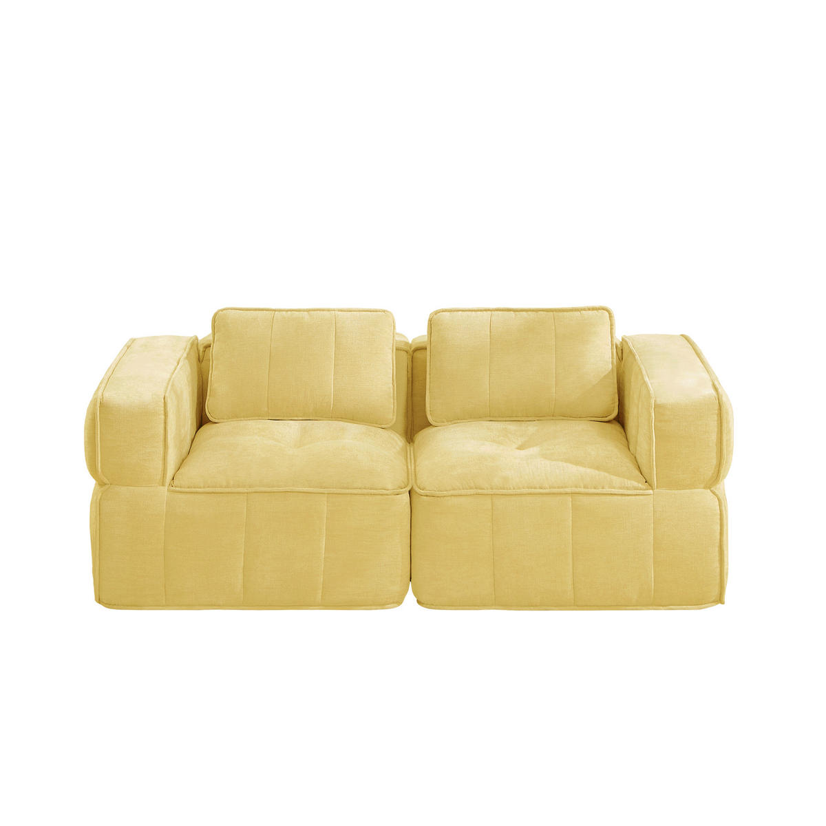 2-SITZER-SOFA DE-34428 Tiefsitz und 32D-Schaum Gelb - Gelb, Textil (93/67/198cm) - ComfortXL