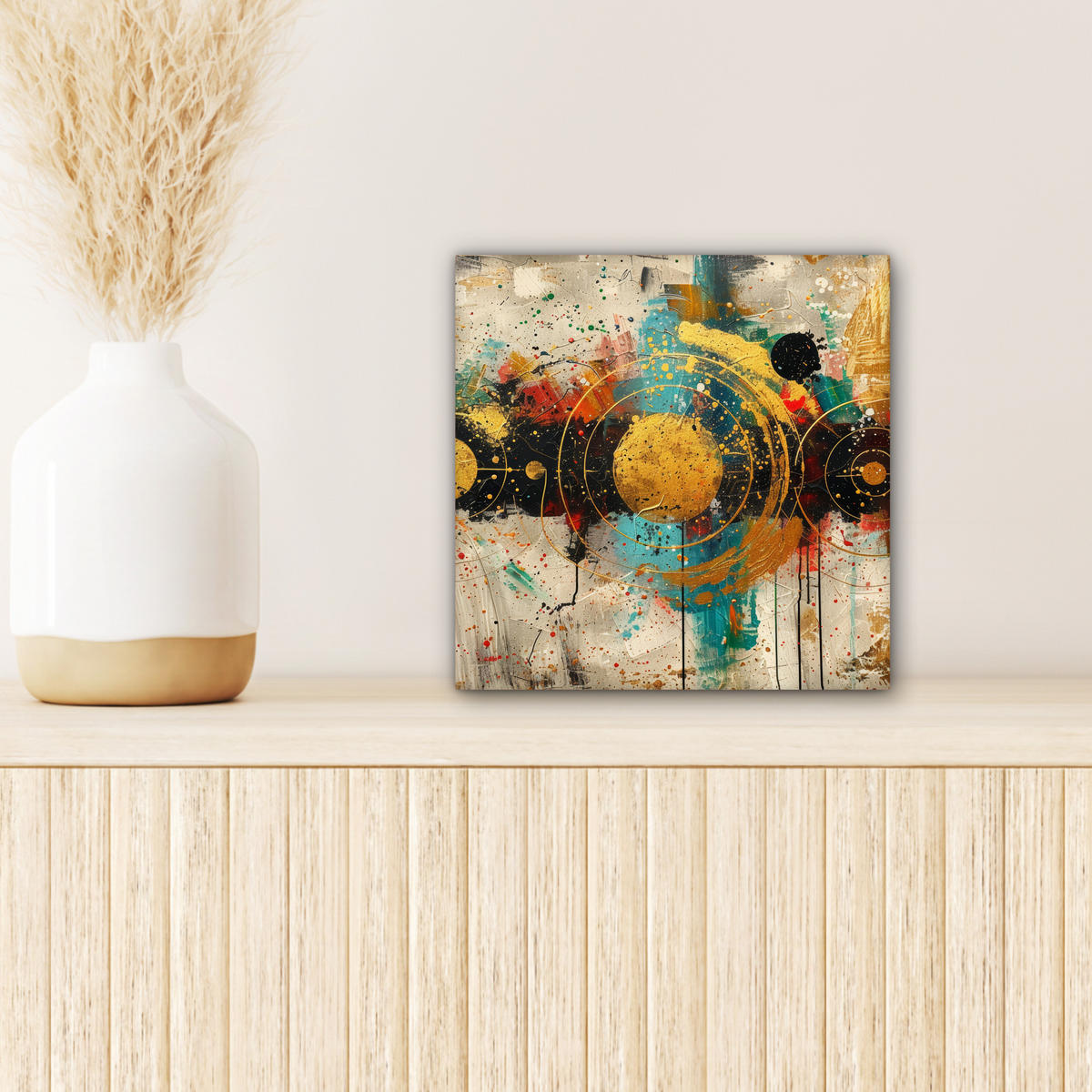 LEINWANDBILD - Abstrakt - Kunst - Gold - Modern - 20x20 - Wandbilder - Multicolor, Textil (20/20cm) - MuchoWow