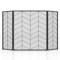 KAMINSCHIRM 132cm Schwarz - Schwarz, Metall (3/79/66cm) - COSTWAY