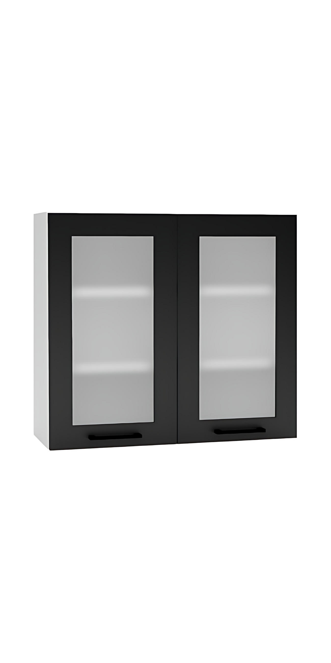 GLASHÄNGESCHRANK WS80 P/L - Dnoria - Elegante Wandlösung - Schwarz, Holz/Metall (80/72/30cm) - ROYAL24_MARKT