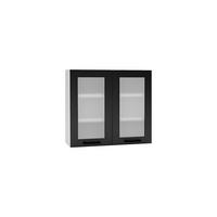 GLASHÄNGESCHRANK WS80 P/L - Dnoria - Elegante Wandlösung - Schwarz, Holz/Metall (80/72/30cm) - ROYAL24_MARKT